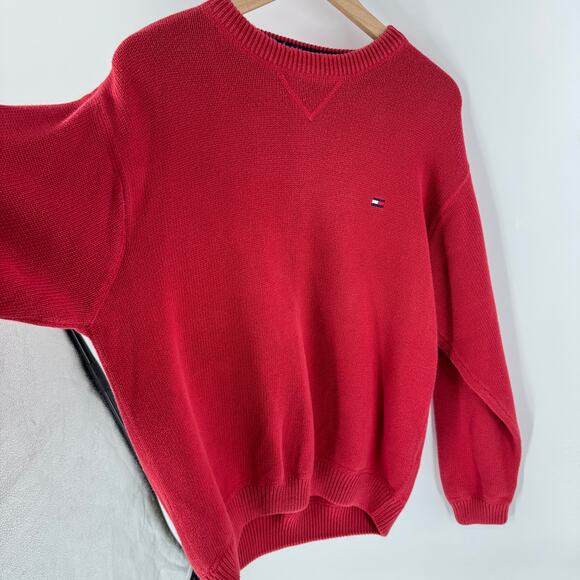 Vintage Tommy Hilfiger Classic Men's Crewneck Knit Pullover Red Sweater Size XL - Picture 7 of 8